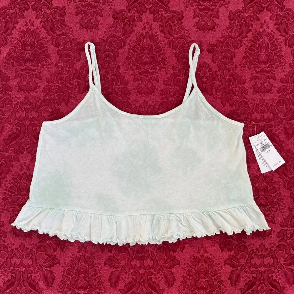 American Eagle Cotton Ruffle Crop Tank Top Medium - Picture 3 of 14